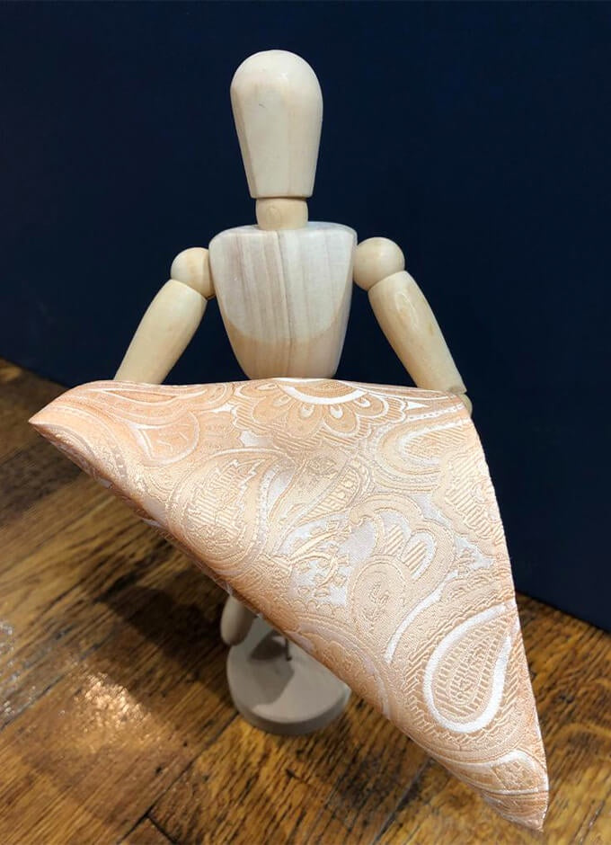 Silk Paisley Pocket Square | Peach