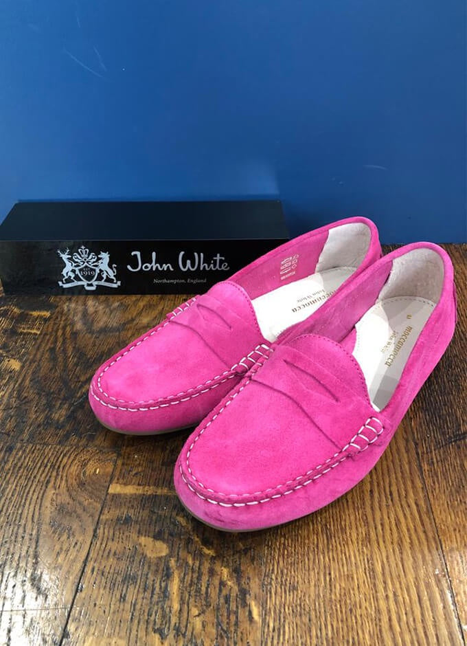Amelie Suede Moccasin | Fuchsia