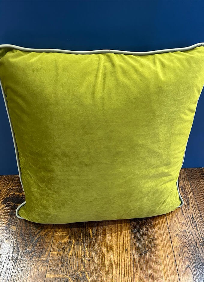 Velvet Velour Feather Cushion | 45cm x 45cm | Sage