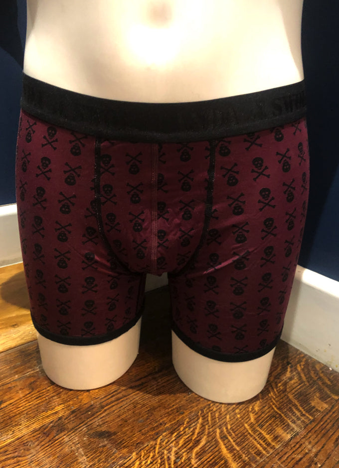 Swole Panda Bamboo Boxers |Burgundy Skulls