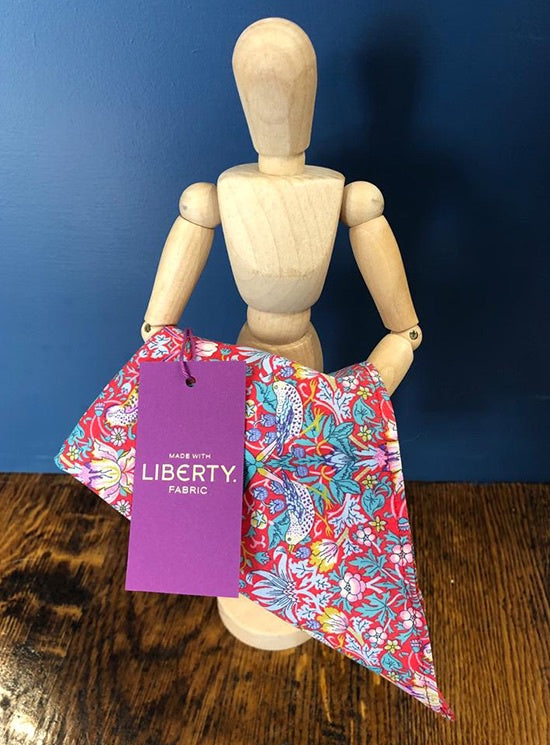 Pocket Square | Red Strawberry Thief | Made with Liberty Fabric