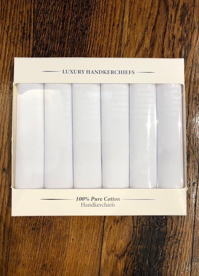 White Cotton Handkerchiefs box of 6