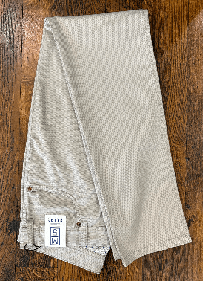 Five Pocket Trousers | Soft Micro Print | Sand