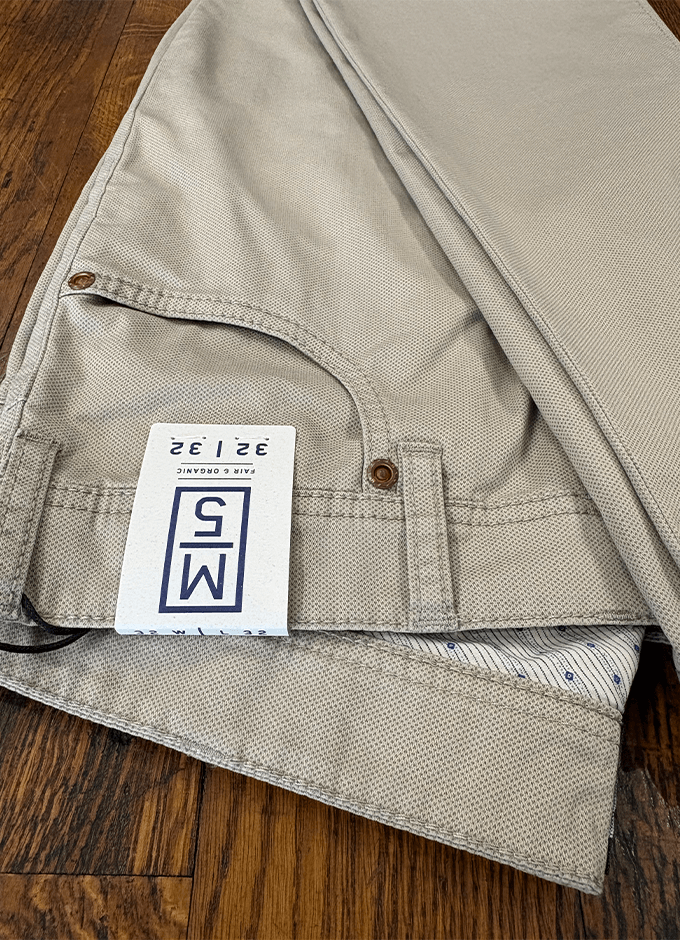 Five Pocket Trousers | Soft Micro Print | Sand