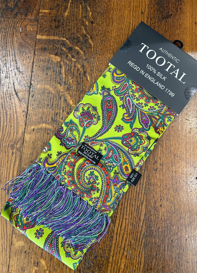 Tootal Silk Scarf | Swirl Paisley Chartreuse