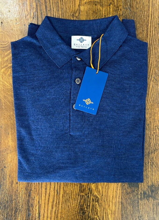 Long Sleeve Merino Polo Shirt | Blue