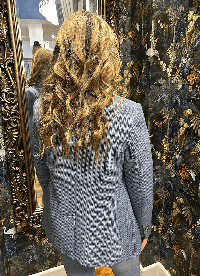 Albury Herringbone Jersey Tweed Blazer | Blue