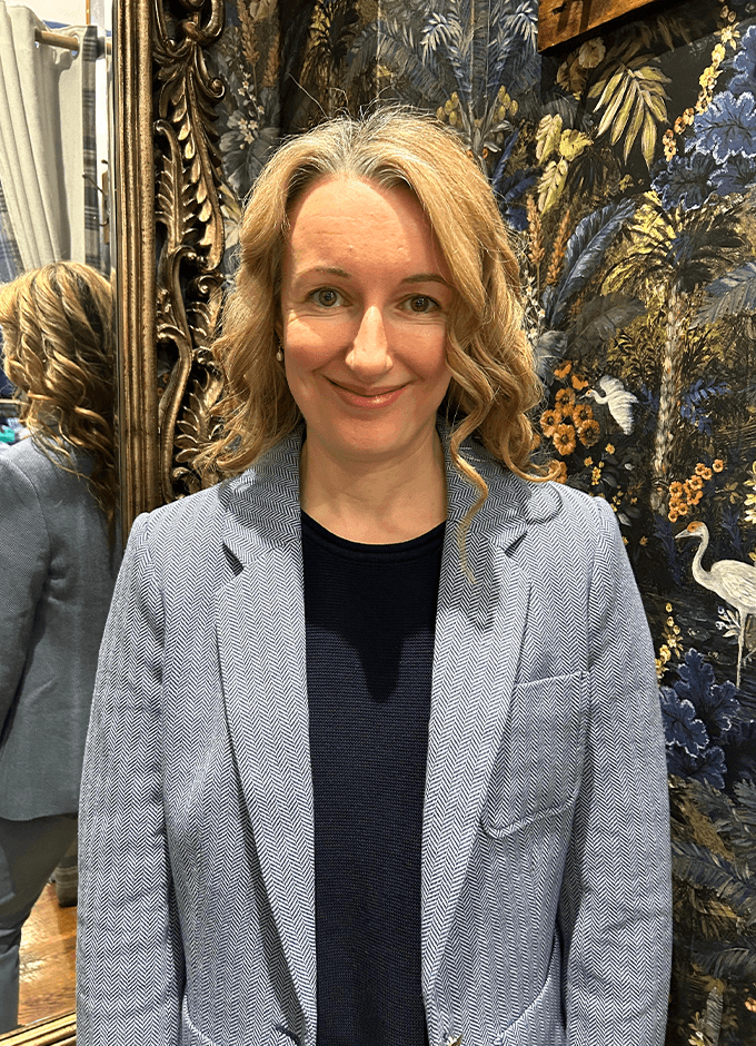 Albury Herringbone Jersey Tweed Blazer | Blue