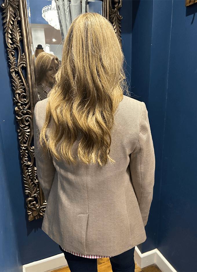 Albury Herringbone Jersey Tweed Blazer| Tan