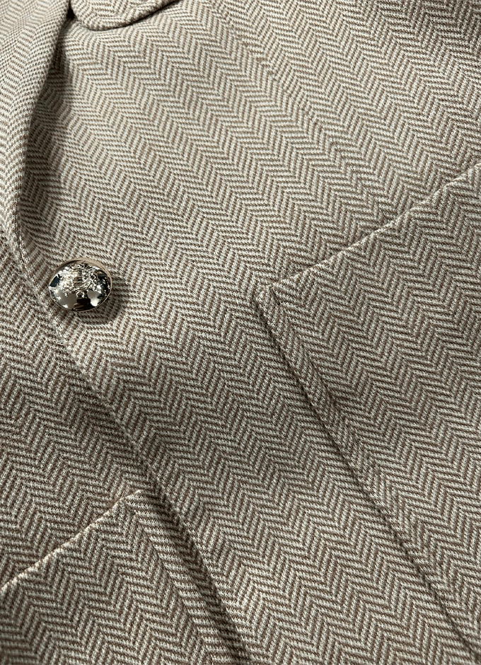 Albury Herringbone Jersey Tweed Blazer| Tan