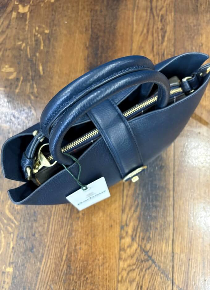 Alder Mini Leather Tote Bag | Navy
