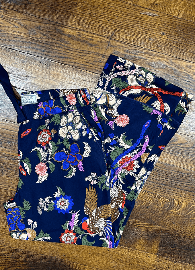 Alma Hidcote Floral Woven Pyjama Set | Navy