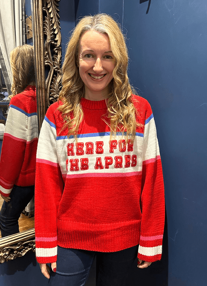 Joules | Here For The Apres Red Knitted Jumper