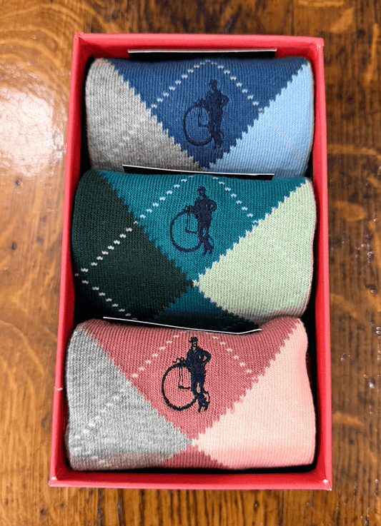London Sock Co. | Argyle Pastels | Blue, Rose, Teal