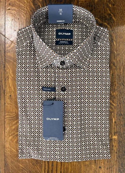 Luxor 24/Seven Jersey Shirt Modern Fit | Art Deco Brown/Black