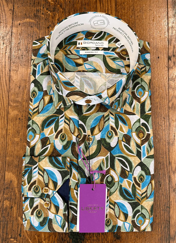 Cotton Shirt | Art Deco Green | Made With Liberty Fabric