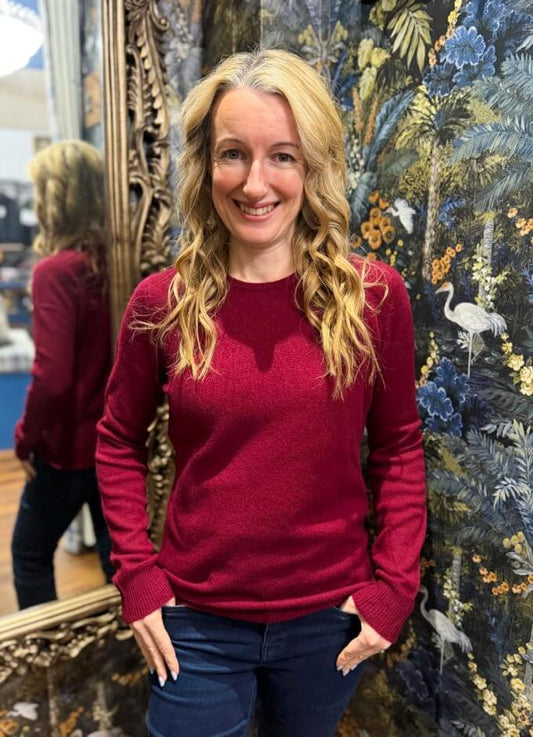 Ashgrove Cashmere Round Neck Jumper | Bordeaux