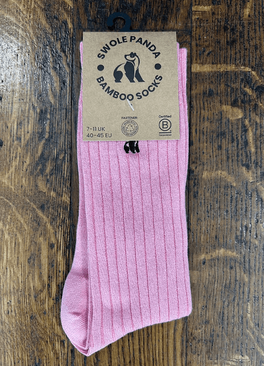 Swole Panda| Baby Pink Ribbed Socks