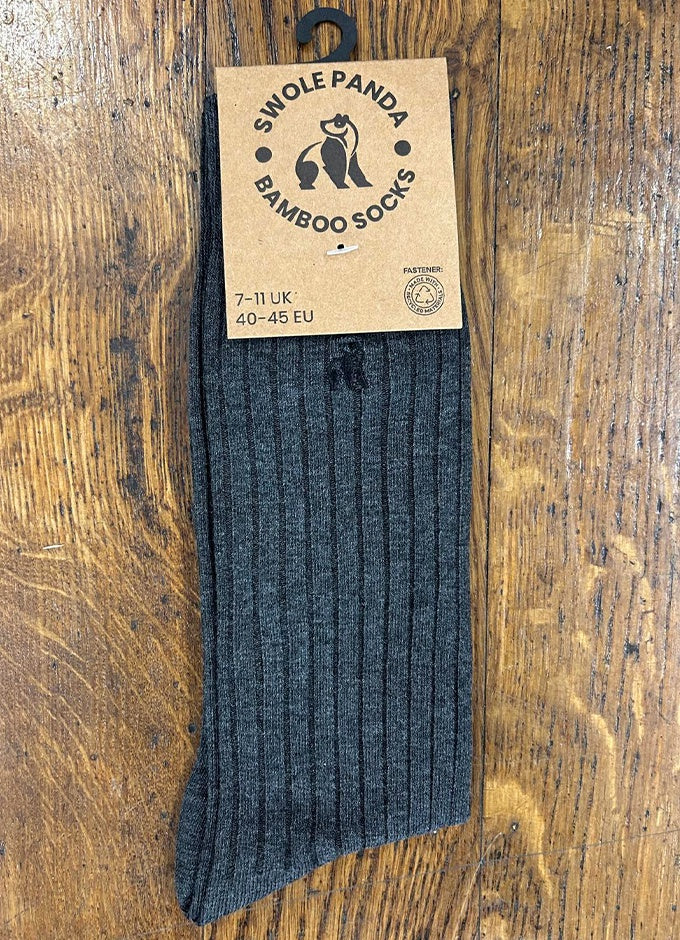 Swole Panda | Charcoal Ribbed Socks