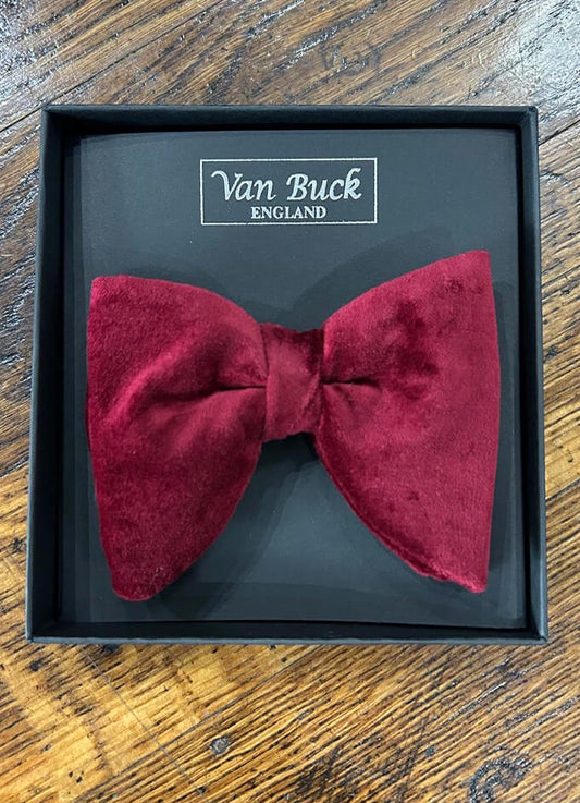 Velvet Bats Wing Bow Tie | Burgundy