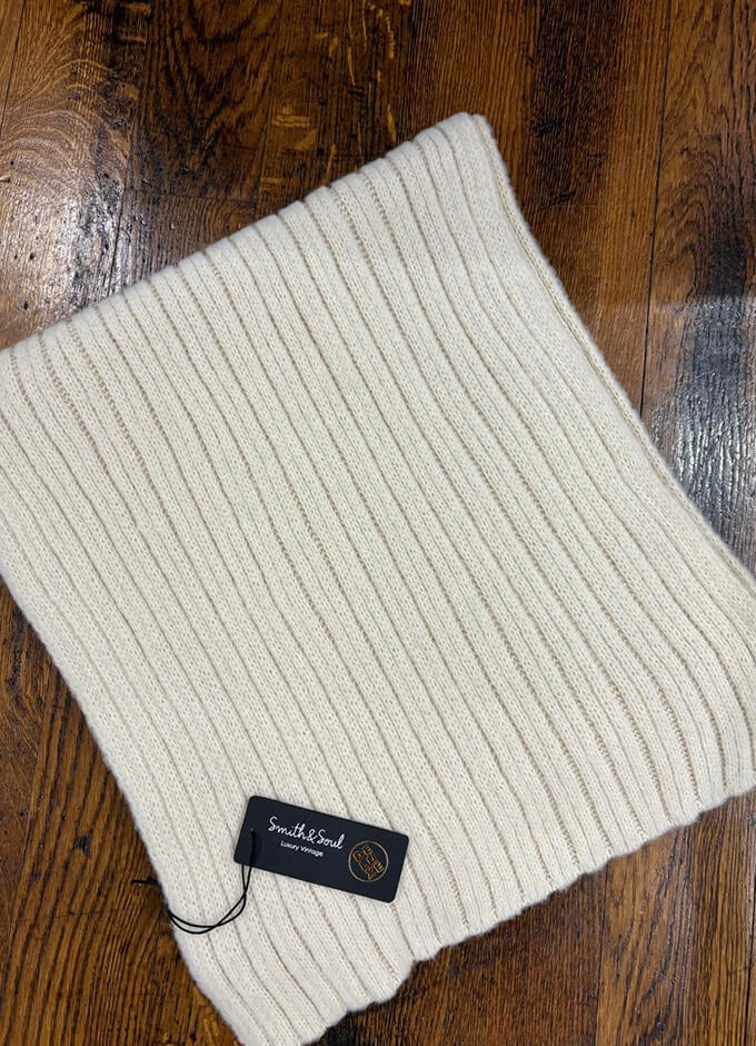 Cotton/Wool Knitted Scarf | Beige