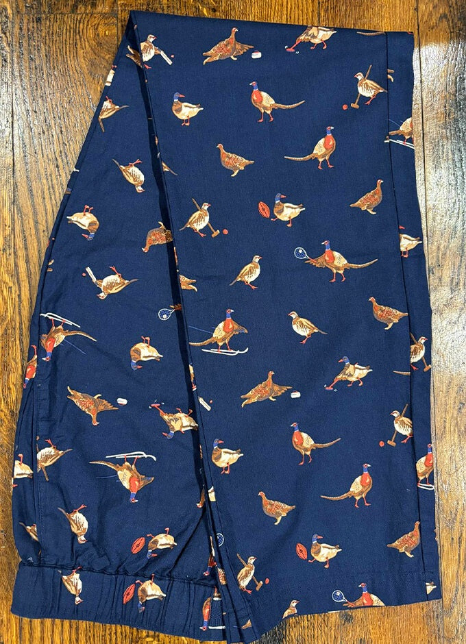 Dozer Game Bird Cotton Pyjamas Bottoms | Navy