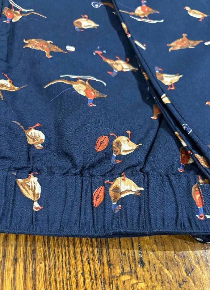 Dozer Game Bird Cotton Pyjamas Bottoms | Navy