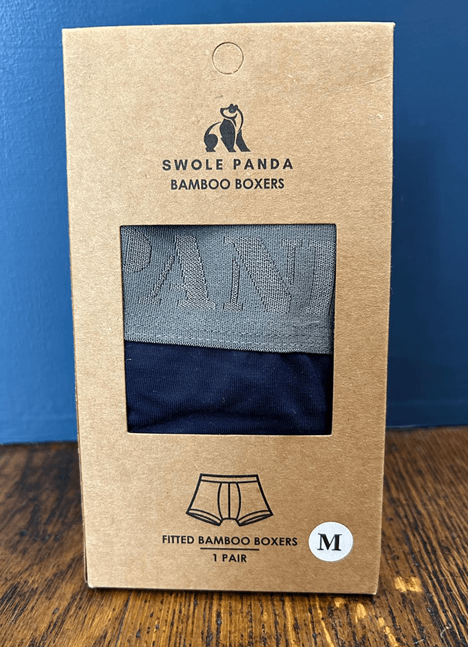 Swole Panda Bamboo Boxers | Navy with Grey Band