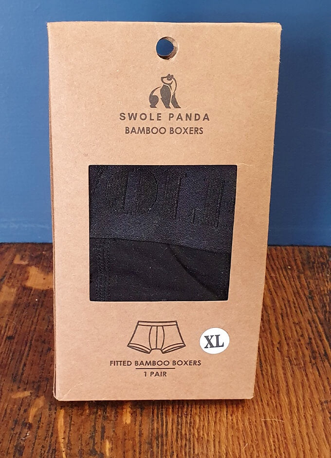 Swole Panda Bamboo Boxers | Black with Black Band