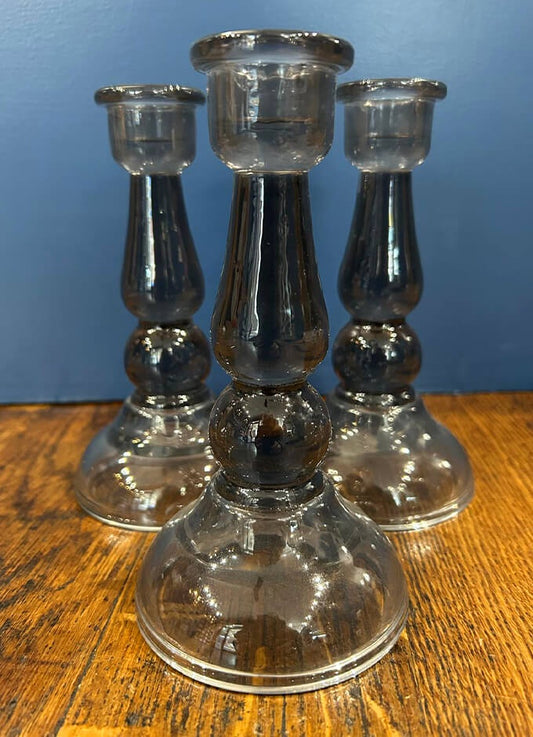Tall Glass Candle Stick | Black