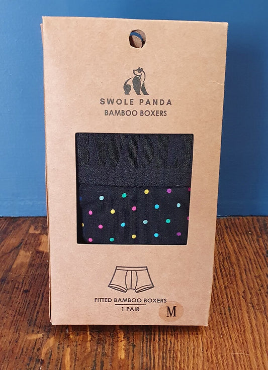 Swole Panda Bamboo Boxers | Black/Multi Spot