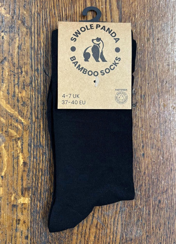 Swole Panda | Plain Black Socks