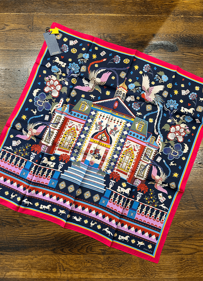 Bloomfield Navy Square 100% Silk Scarf