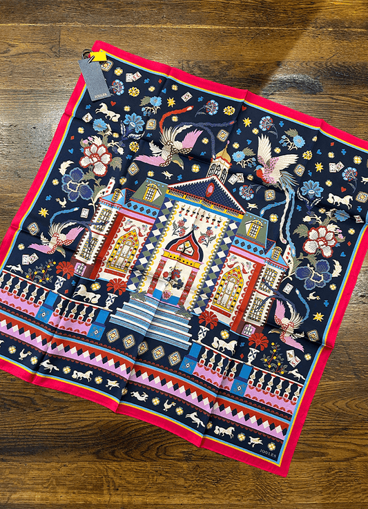 Bloomfield Navy Square 100% Silk Scarf