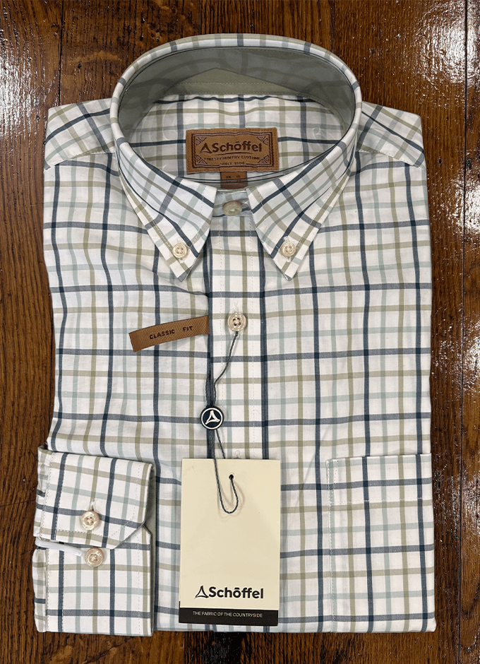 Holkham Classic Shirt | Ocean Blue/Agave Green