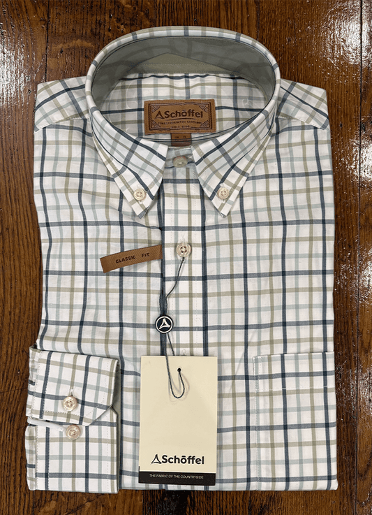 Holkham Classic Shirt | Ocean Blue/Agave Green