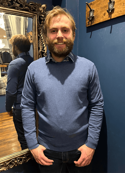 Cotton Crew Jumper | Blue