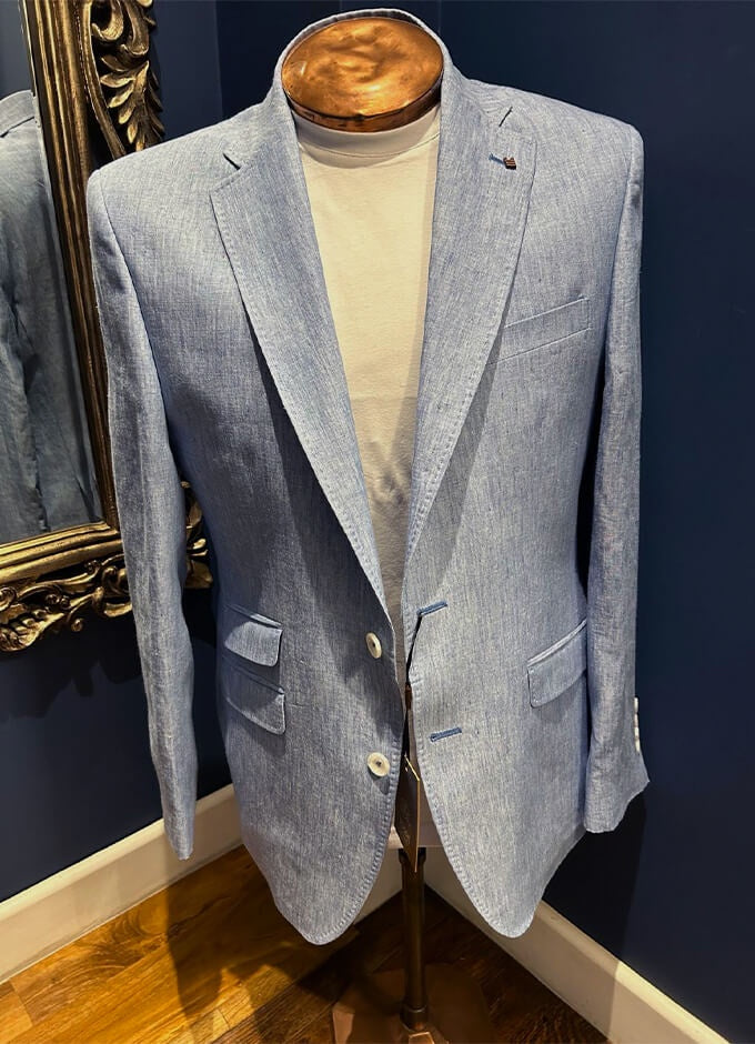 Pure Linen Jacket | Blue