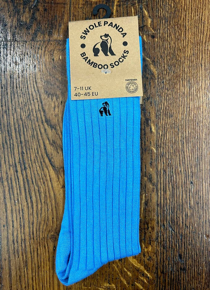 Swole Panda | Sky Blue Ribbed Socks