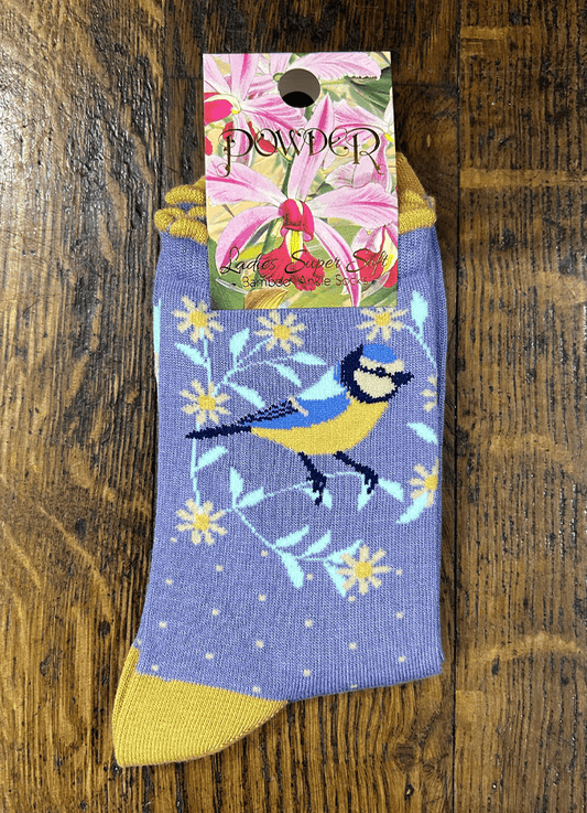 Ladies Ankle Socks | Blooming Blue Tit Lavender