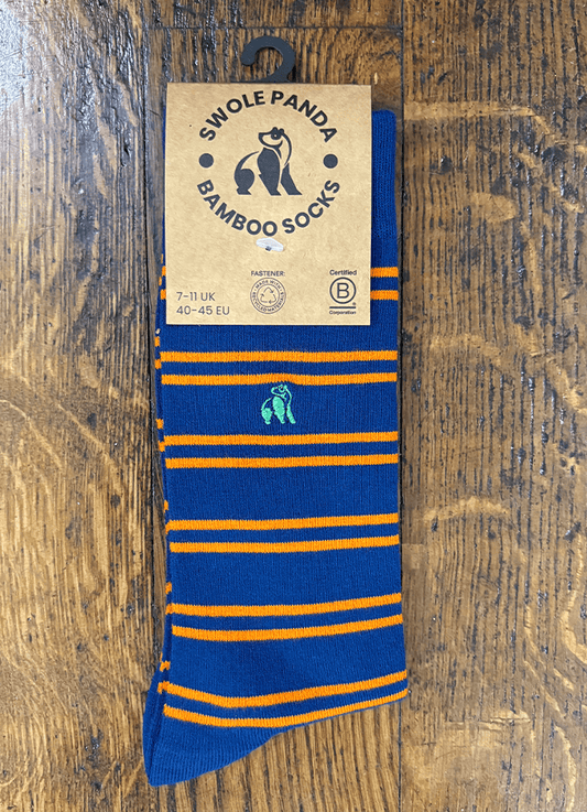 Swole Panda| Navy Orange Stripe Socks