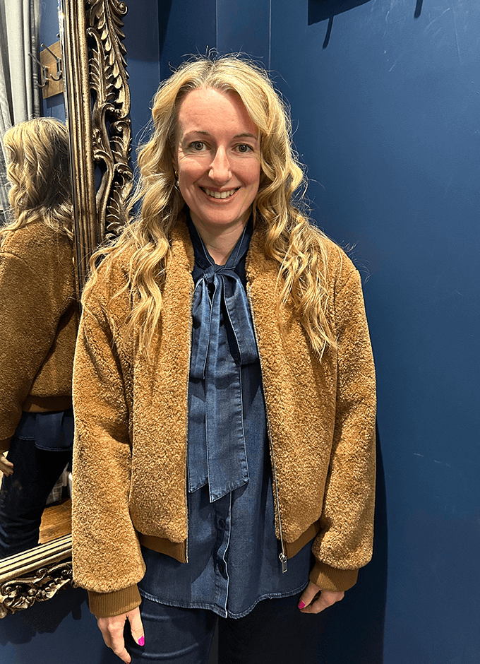 Teddy Bomber Jacket | Caramel