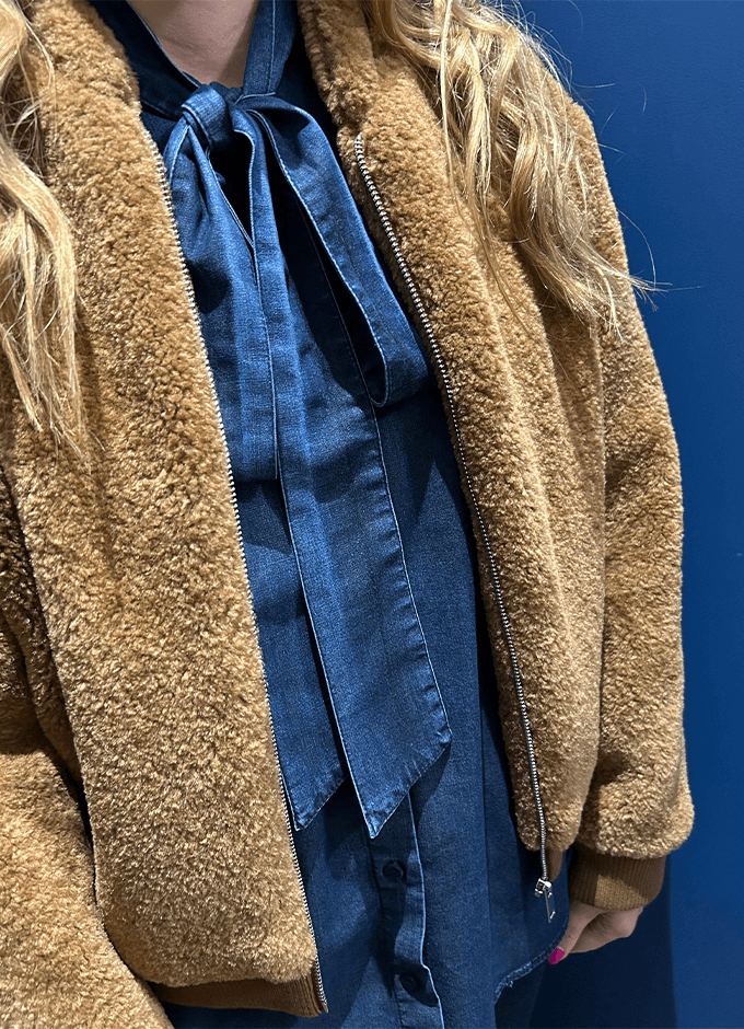 Teddy Bomber Jacket | Caramel