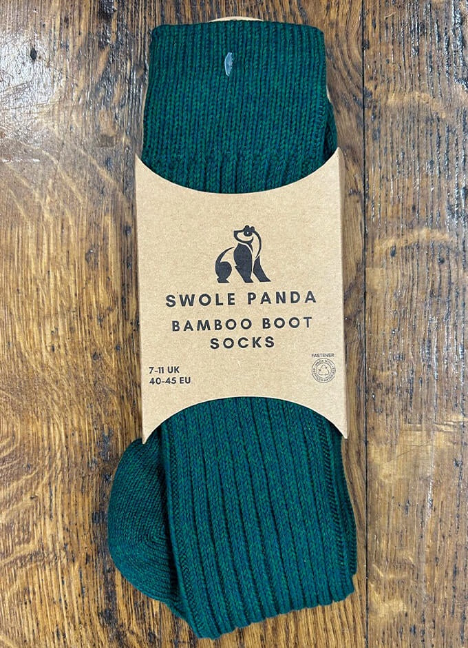 Swole Panda | Bamboo Boot Socks | Racing Green