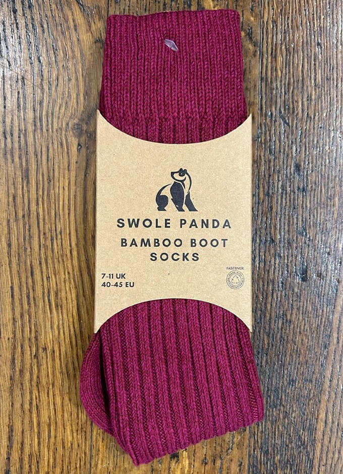 Swole Panda | Bamboo Boot Socks | Burgundy