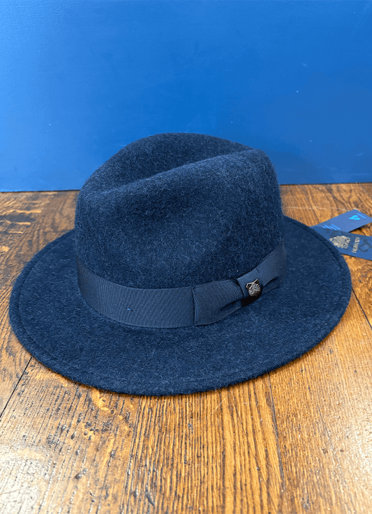 Boston Wool Fedora Hat | Navy