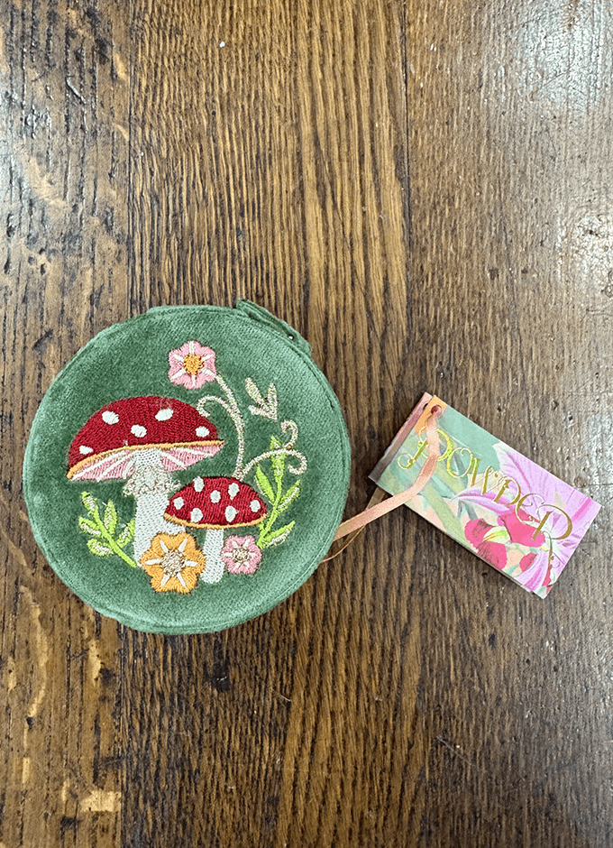 Powder | Round Velvet Jewellery Box | Toadstools
