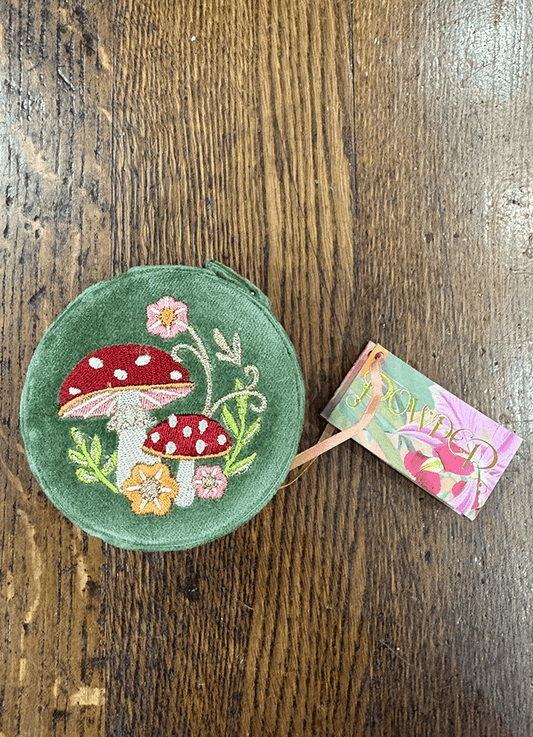 Powder | Round Velvet Jewellery Box | Toadstools