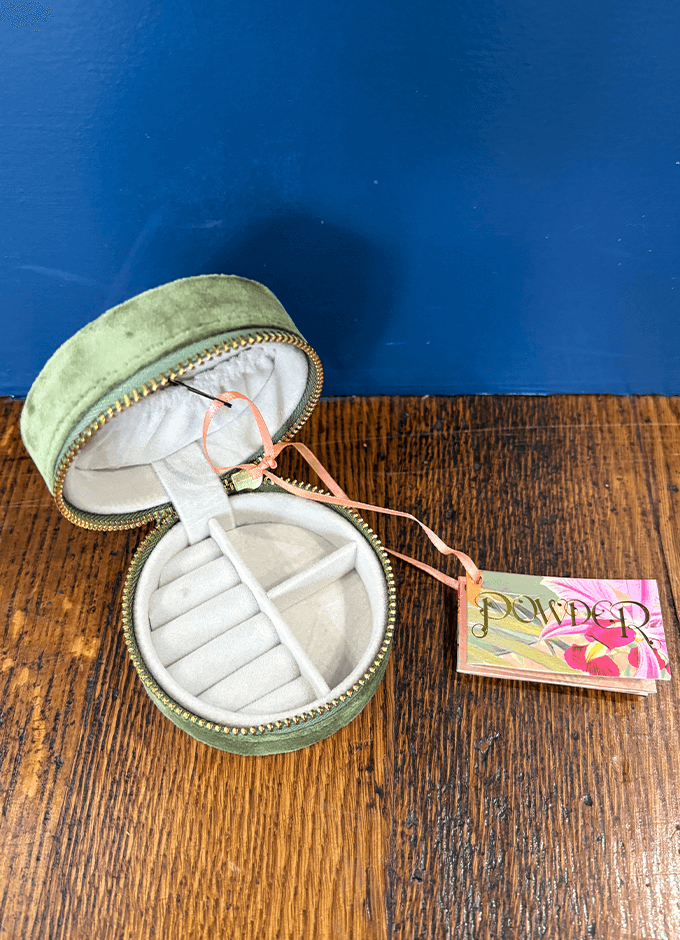 Powder | Round Velvet Jewellery Box | Toadstools