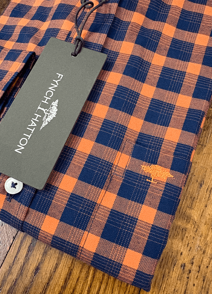 Brick Check Shirt | Navy/Orange